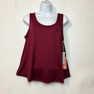 New 78&Sunny Vermillion Two-Way Reversible Vacation Ready Tank Top Burgundy XL
